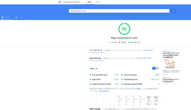 PageSpeed Insights Screenshot